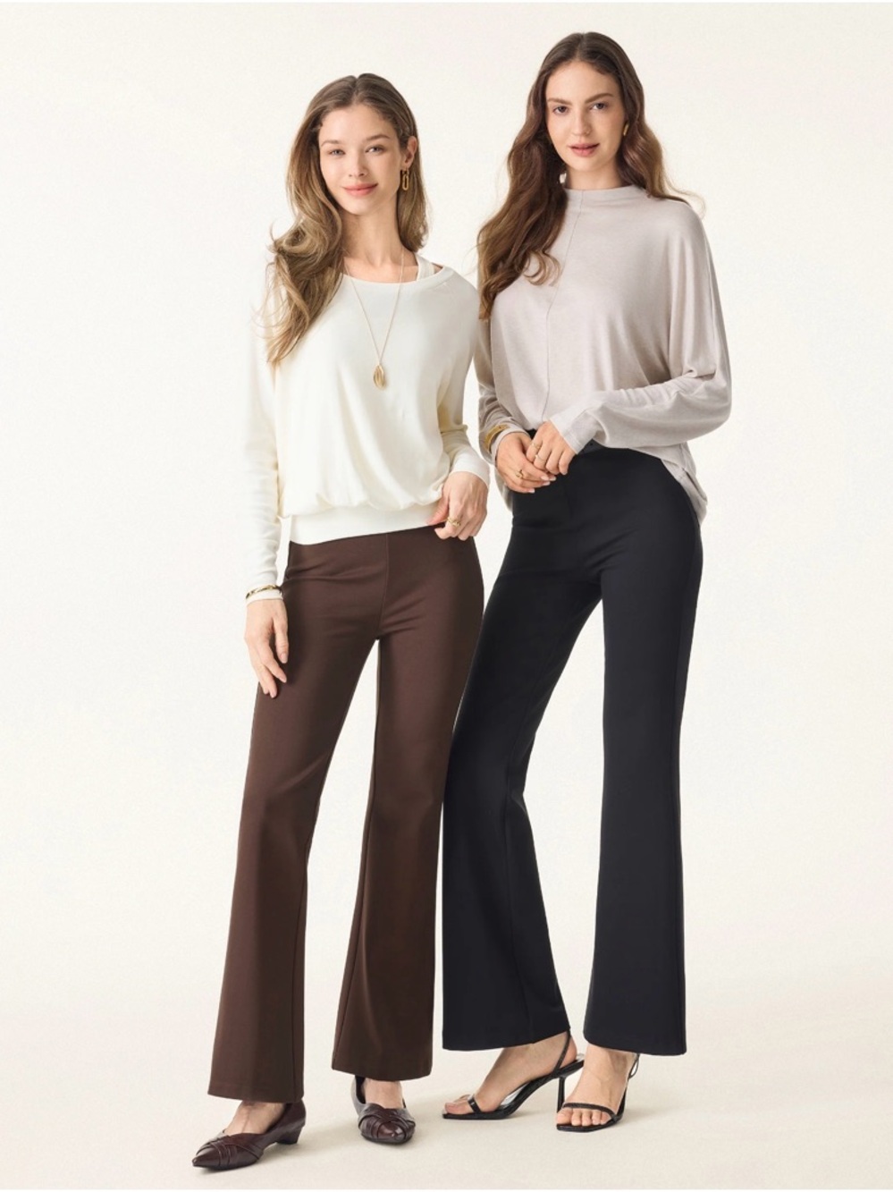 OGL Navy Flare-Leg Knit Pants
